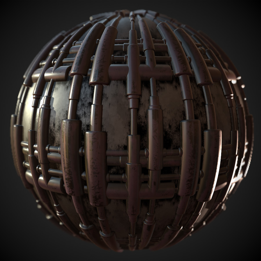 Oily tubework PBR material preview